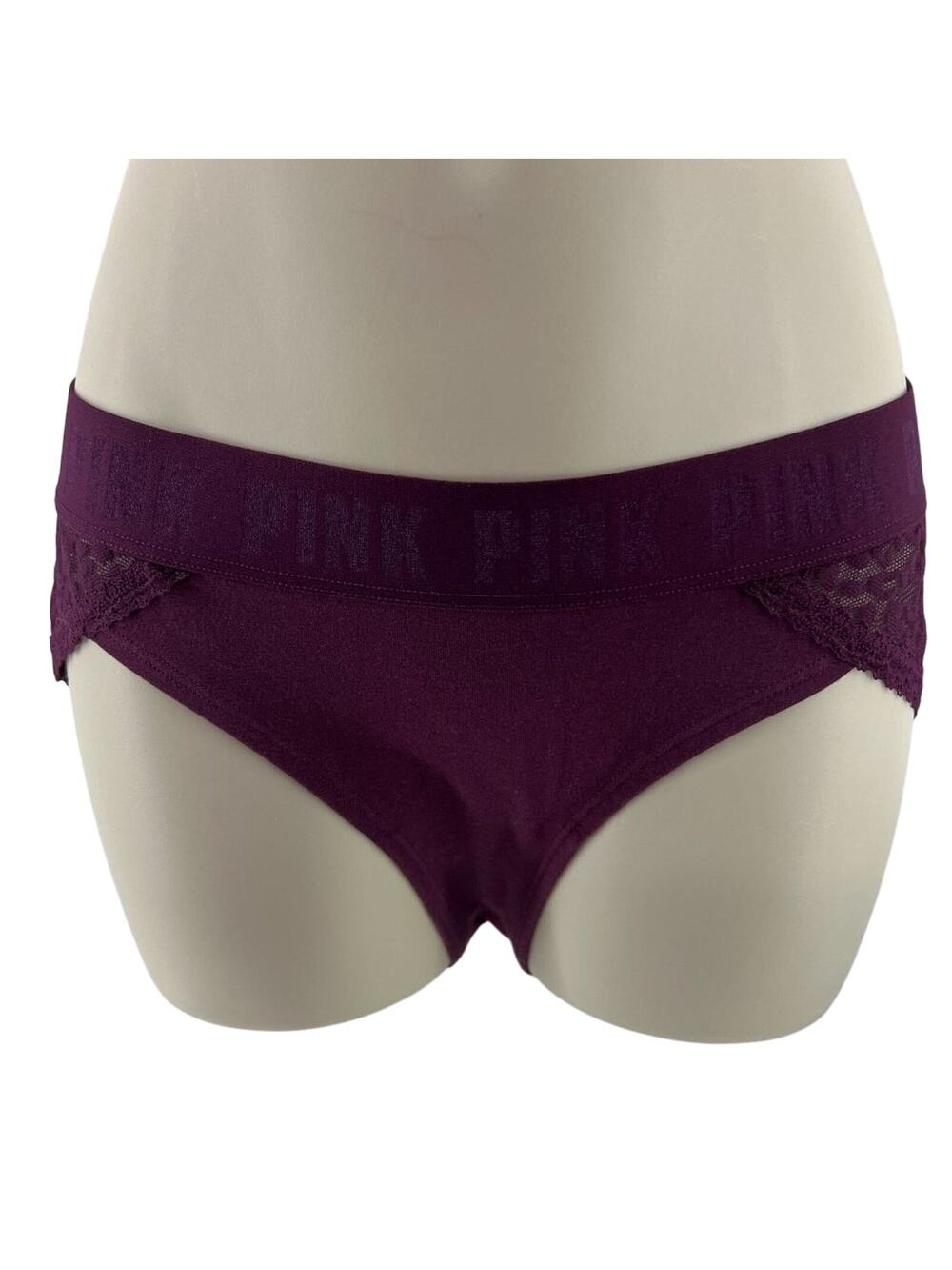 Victoria's Secret PINK Burgundy Hipster Leopard Lace Back Signature Waist M